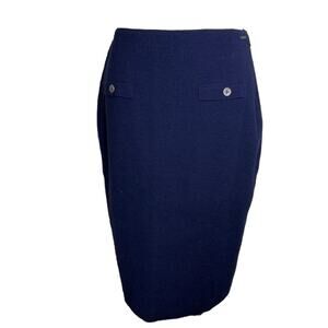 Saint James Navy Blue Paris Midi Skirt - Size 8